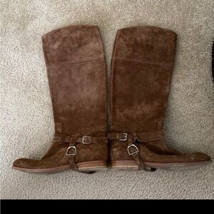 Ralph Lauren Collection Equestrian Style Brown Suede Heeled Boots